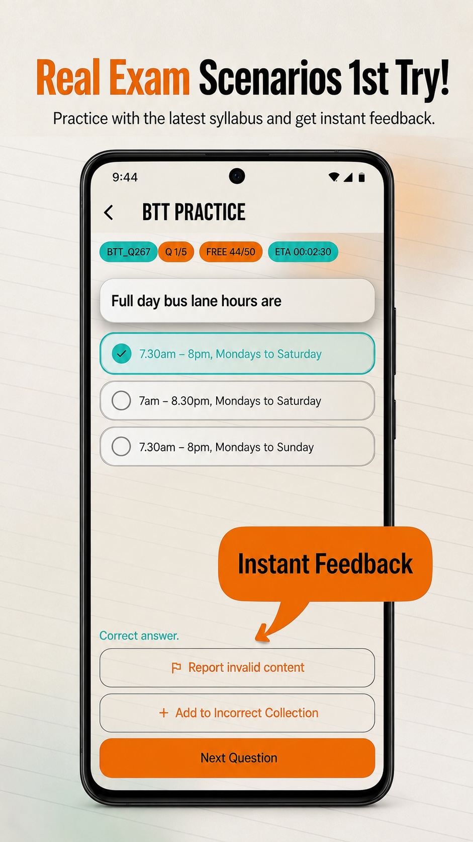 BTT FTT RTT Mock Exam screenshot 2